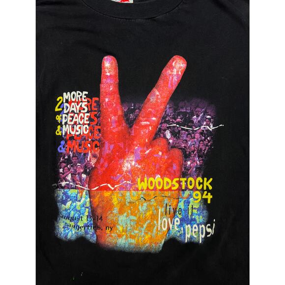 Vintage 1994 Woodstock Festival Pepsi Tee Shirt Aerosmith Cyprus Hill Nine inch - Picture 4 of 5